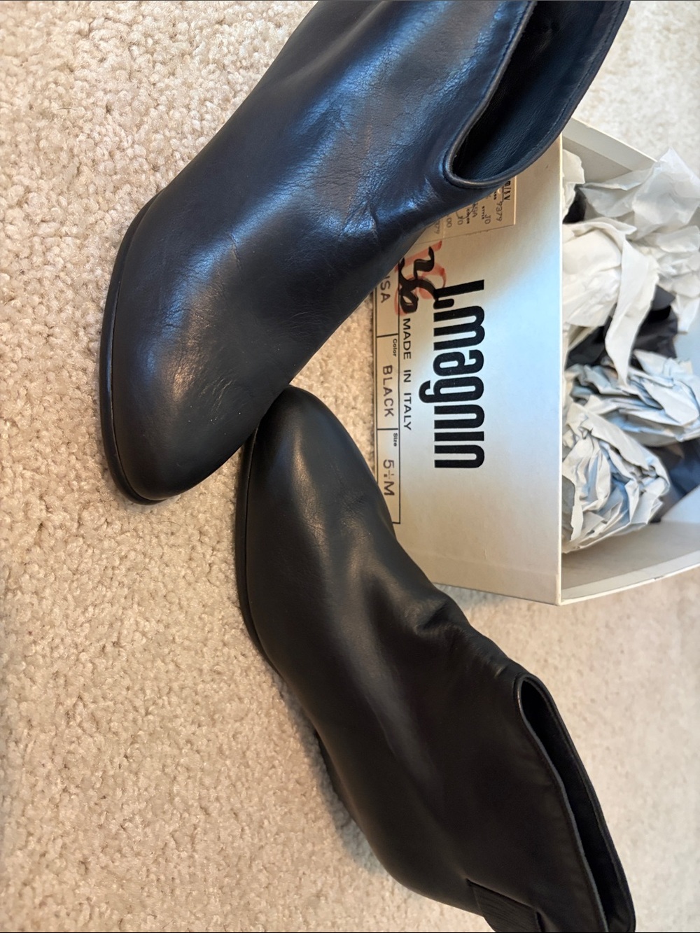 Vintage made in Italy  Black Leather Slip-On Ankle Boots
